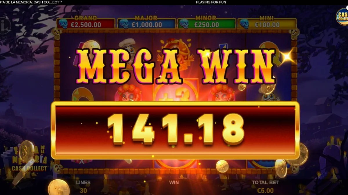 Makulay na disenyo ng Fiesta de la Memoria Cash Collect slot na may temang Mexican festival.